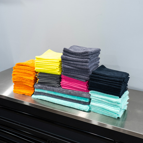The Clean Garage Microfiber Towel Starter Kit | 76 Towels | 8 Varieties