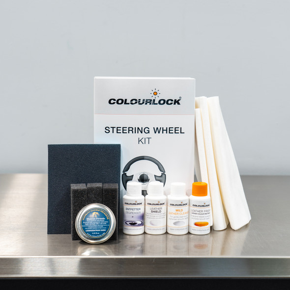 Colourlock Black Leather Steering Wheel Repair Kit | With Black Dye The Clean Garage